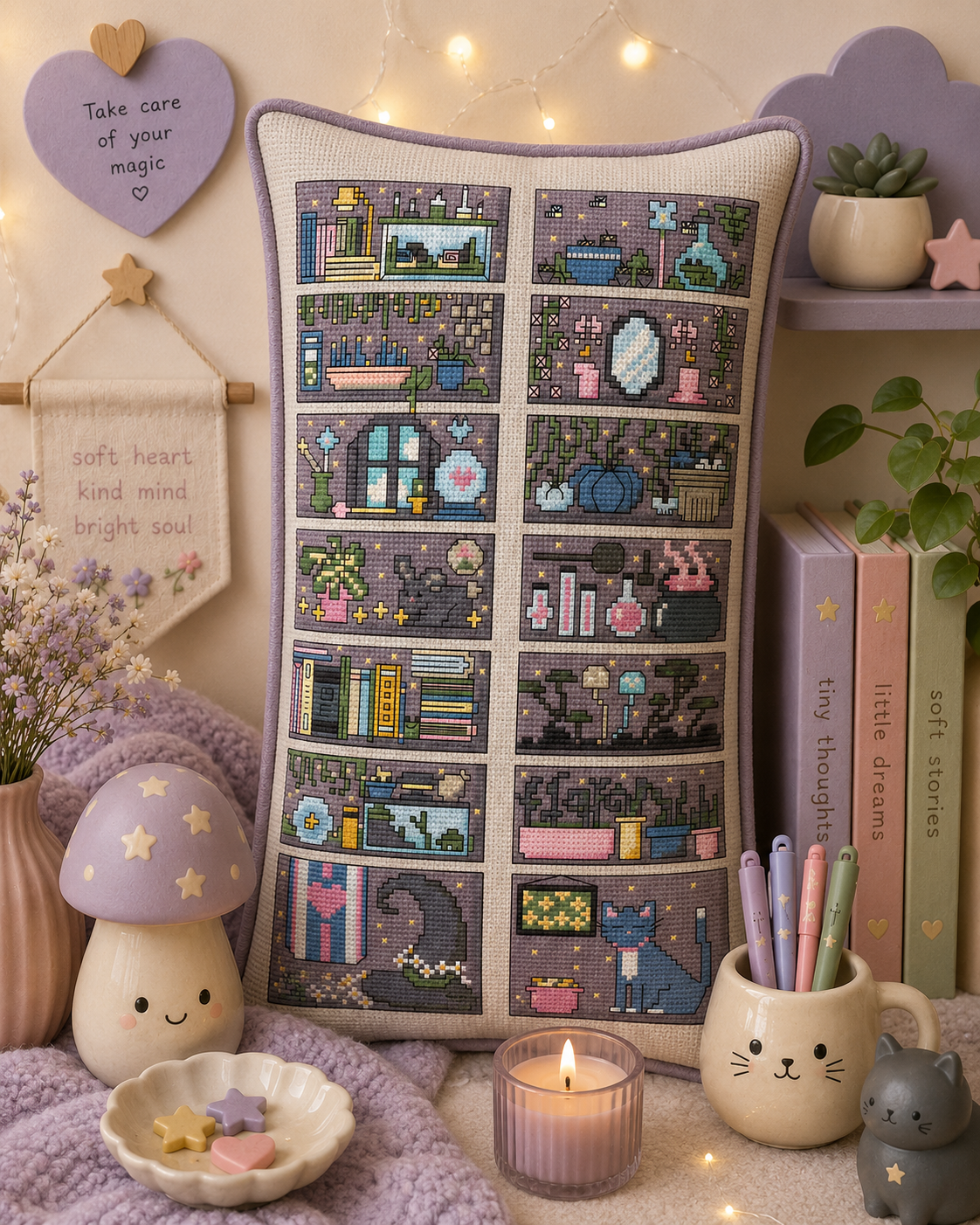 Cozy Witches Bookcase Cross Stitch Pattern - Image 3