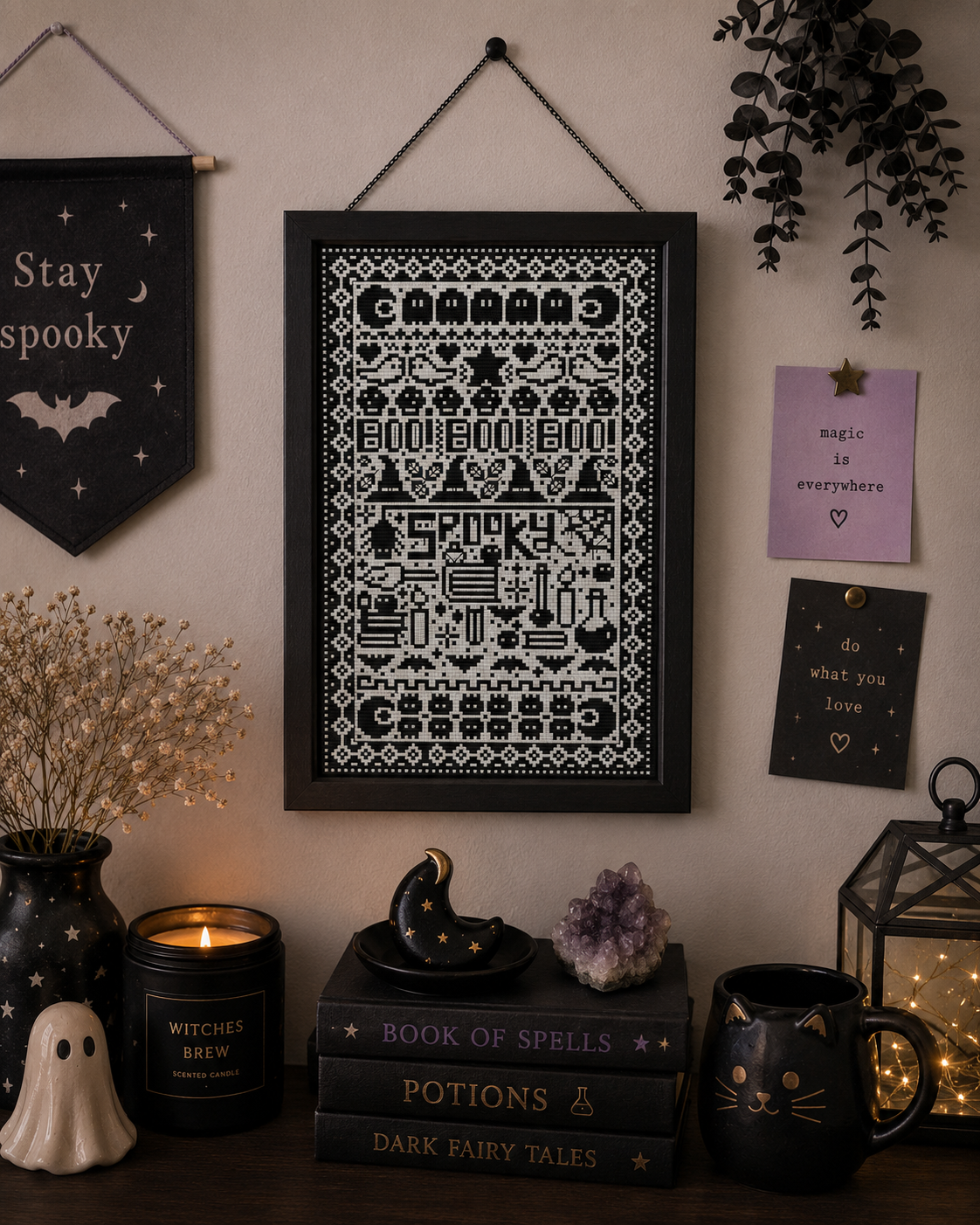 Cute Spooks B&W Cross Stitch Pattern - Image 4