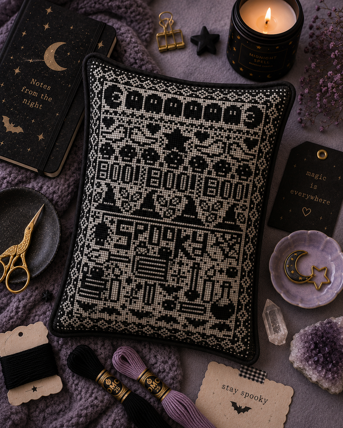 Cute Spooks B&W Cross Stitch Pattern - Image 3