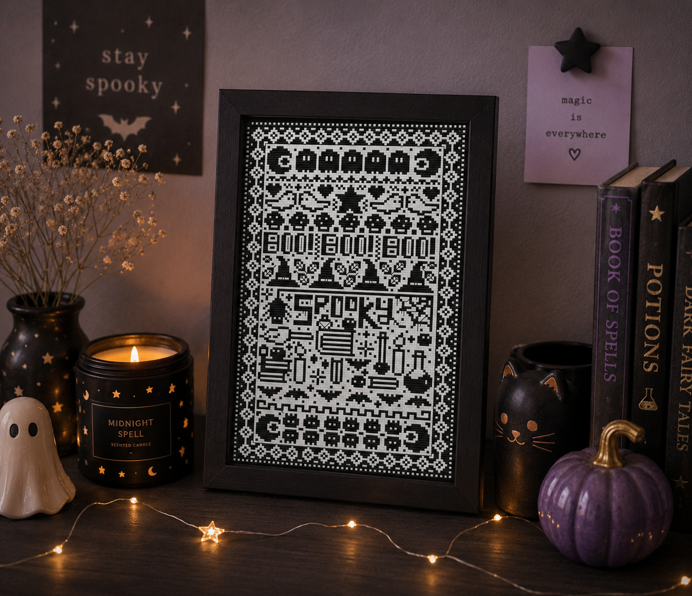 Cute Spooks B&W Cross Stitch Pattern - Image 2