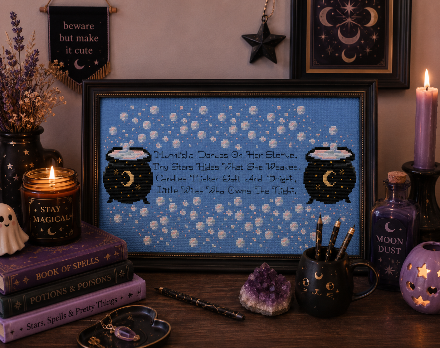Little Night Witch Cross Stitch Pattern - Image 2