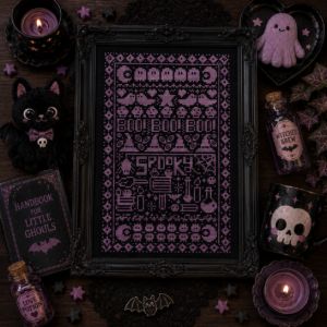 Cute Spooks Putrid Purple Cross Stitch Pattern