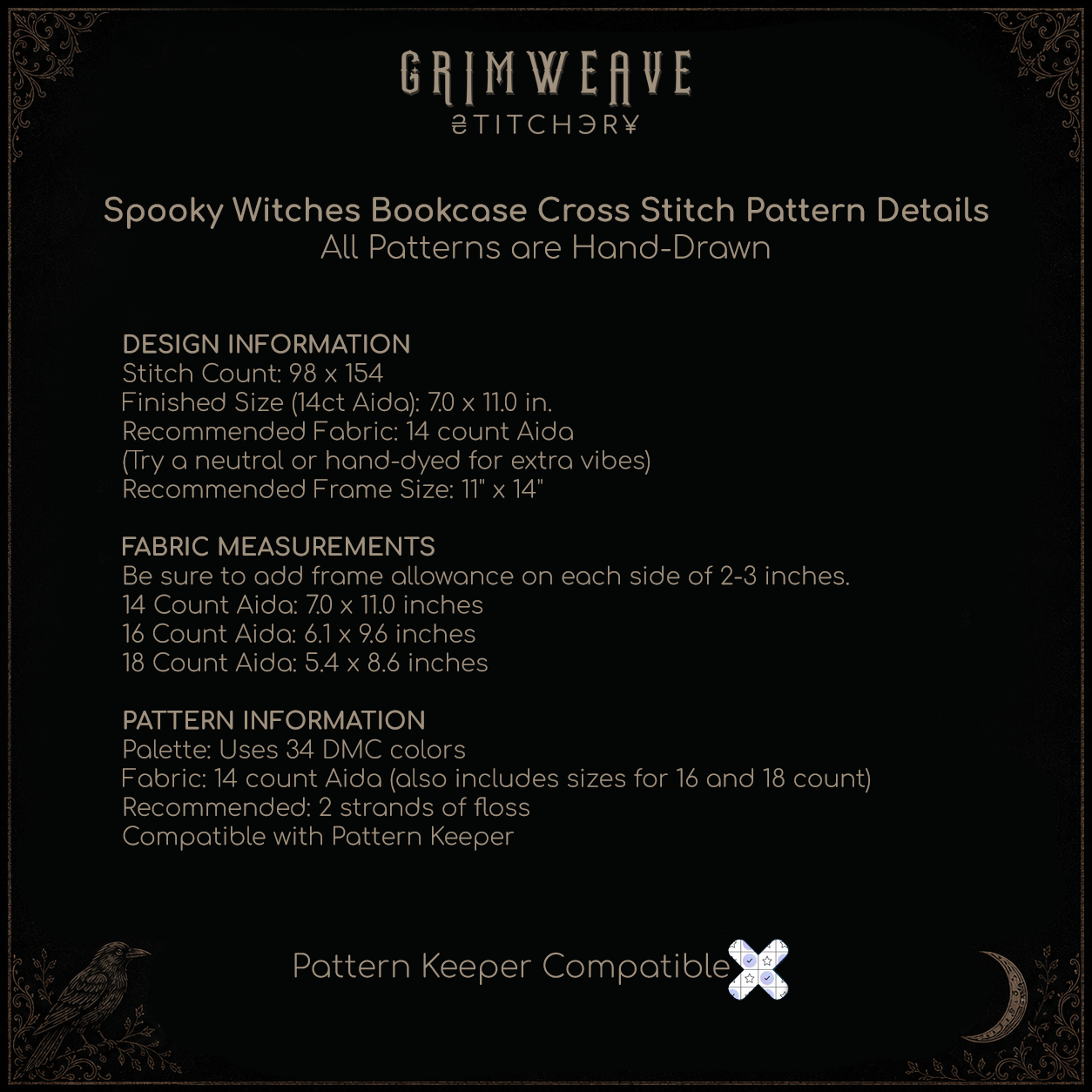Spooky Witch Bookcase Cross Stitch Pattern - Image 5